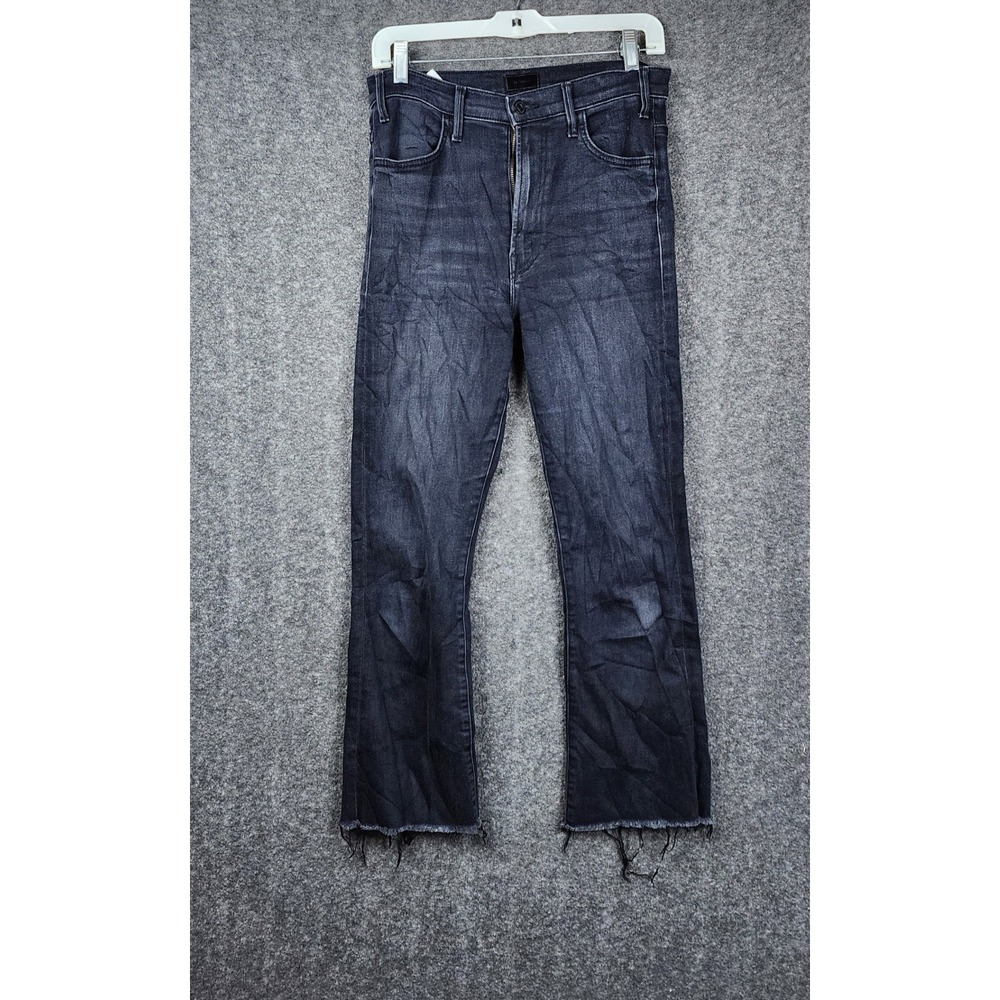 Mother The Hustler Ankle Fray Jeans Womens 28 Black‎ Encounters at Night Flare